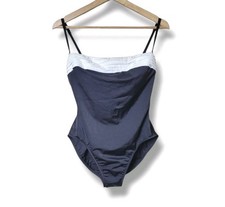 NWT Miraclesuit One Piece Swimsuit Size 16 Black White Pleated Top Slimming