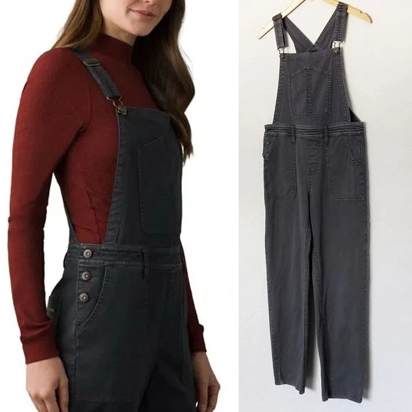 Prana Sancho Overall S Jumpsuit Charcoal Gray 100% Organic Cotton Utility $128