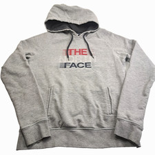 The North Face Hoodie Womens M Gray Excellent Graphic Logo Pullover Fleece
