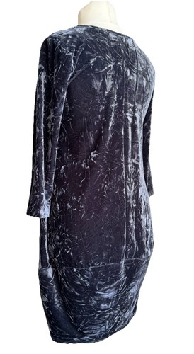 Women’s Grey Velvet Dress 3/4 Sleeve Pockets Be-fun Size 12 - Picture 3 of 14