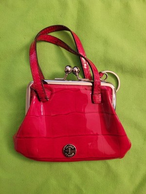 Jasper Conran Red Patent Leather Red Coin Purse With Key Chain Cute!
