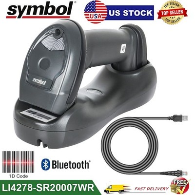 Symbol LI4278-SR20007WR Bluetooth Wireless 1D Barcode Scanner w/ Cable & Cradle
