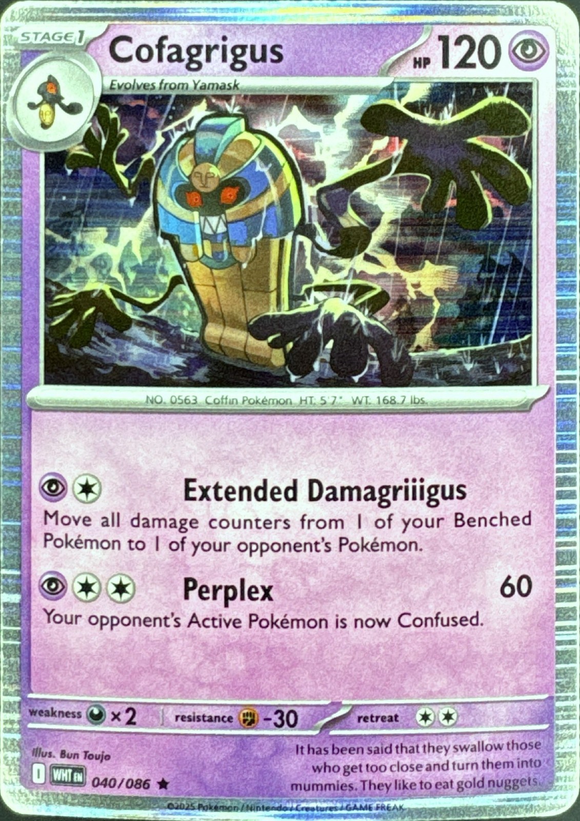 Pokemon Cofagrigus 40 Holo Rare - White Flare NM