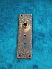 Antique  Victorian Door knob Back Plate Escutcheon Double Key Hole 8'' High.