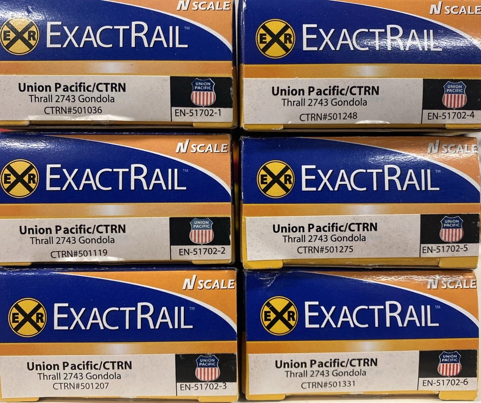 N Scale ExactRail Thrall 2743 Gondola Runner Pack Set Union Pacific CTRN UP - Image 4 of 4