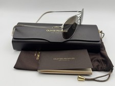 NWT Oliver Peoples “Casson” Round Titanium Sunglasses in Silver/Beige Horn Beige Men main image 4
