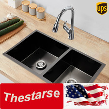 33'' 304 Stainless Steel Sink Kitchen Sink large Double Bowls Kitchen Bar Sink