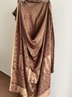 New 100% Silk Heavy Crepe Saree RITU KUMAR Style Taupe & Maroon Floral Paisley — photo 10