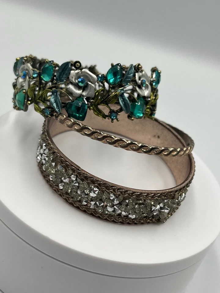 Brazalete Brazalete Cristal Estrás Cóctel Flor Hoja Elástica Metal con 2 EXTRA Foto 4 de 4