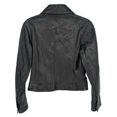 Banana Republic Black 100% Leather Jacket Zipper Moto Biker