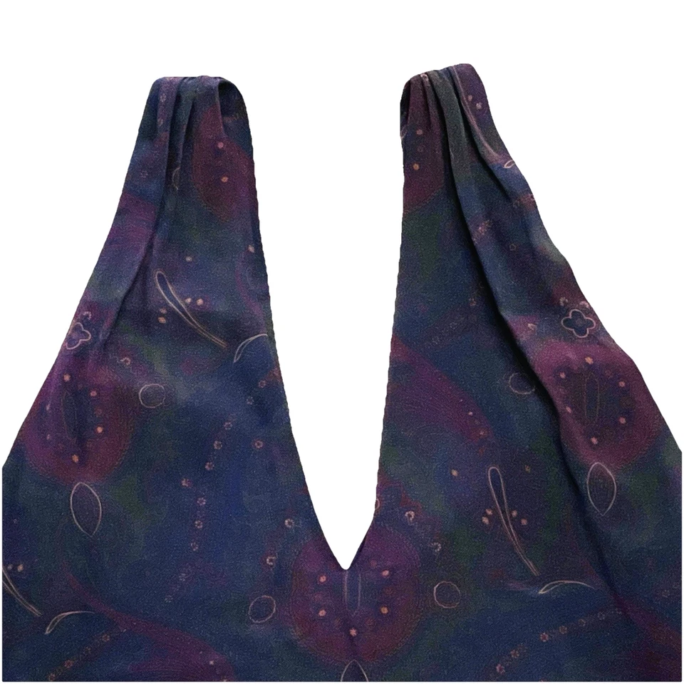 Camisa Ralph Lauren Black Label púrpura 100 % seda cachemira cuello en V/cuello halter talla 4 Foto 4 de 4