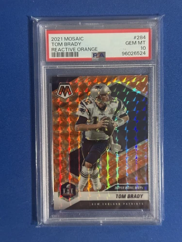TOM BRADY 2021 PANINI MOSAIC NFL ORANGE REACTIVE #284 PSA 10