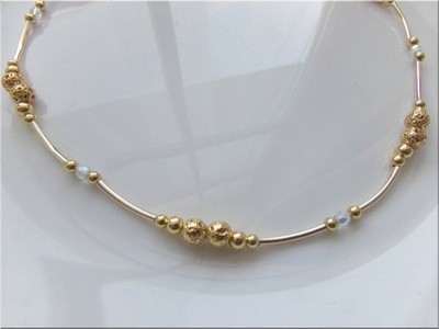 Neu zartes Collier Metall Glas Lava Röhren klar Handmade Unikat
