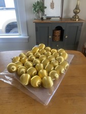35 Vintage Yellow Gold Satin Silk Christmas Ornaments Balls 2"