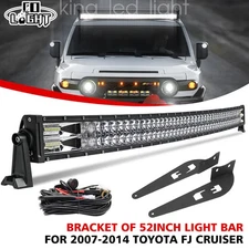3800W Roof 52" Curved LED Light Bar +Mount Bracket +Wire For Toyota Tundra 07-21