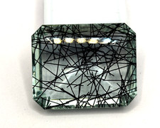 Natural Certified 7850 Ct Black Rutilated Quartz Loose Gemstone Emerald Cut