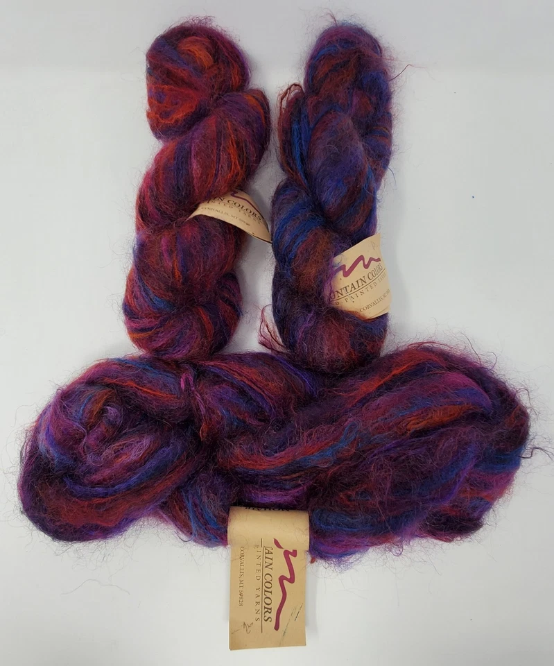 Mountain цвета пряжи вручную цвет сумасшедшая женщина Mohair смесь (лот из 3) новый с Ярлыками - Изображение 2 из 4