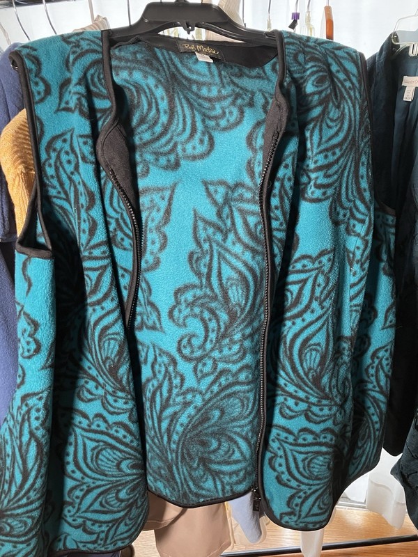 1X Bob Mackie Fleece Vest Floral Motif Great Shape