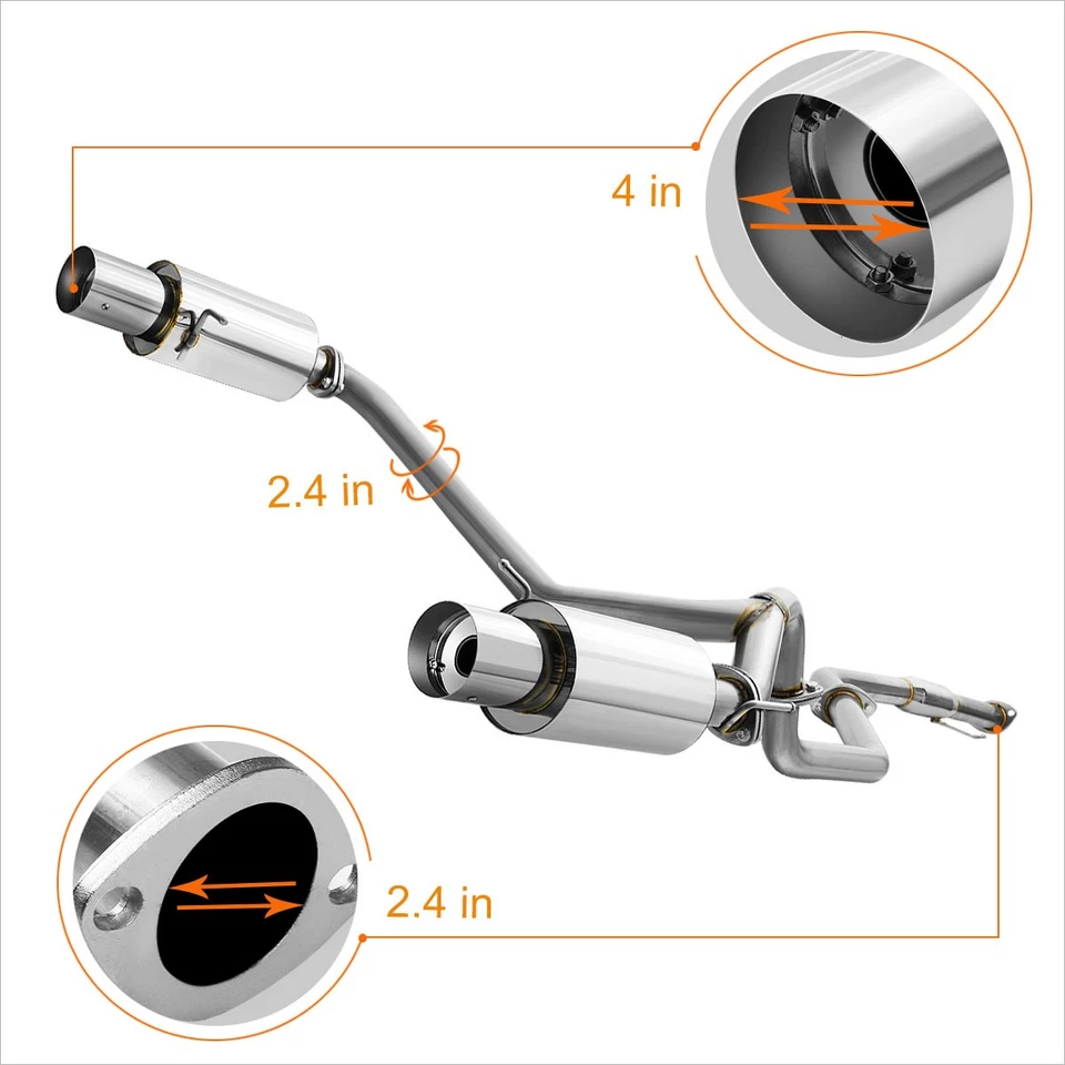 For 07-08 Hyundai Tiburon GK 2.7 V6 Dual 4" Tip Muffler Catback Exhaust System - Image 3 of 4