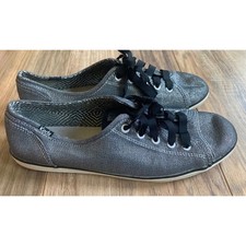 Keds Gray Silver Metallic Sparkle Canvas Shoes Sneakers Women's Lace Up Sz 7.5