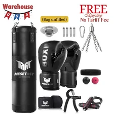 Punching Bag for Adults, 4ft Heavy Boxing Bag Set with 12 OZ Gloves
