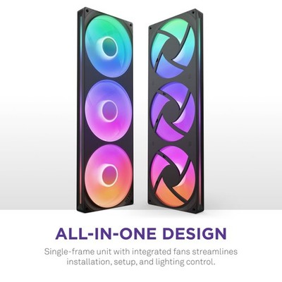 NZXT F420 RGB Core - 420mm Single-Frame Fan Unit with 3 x 140mm RGB Fans - Sp...