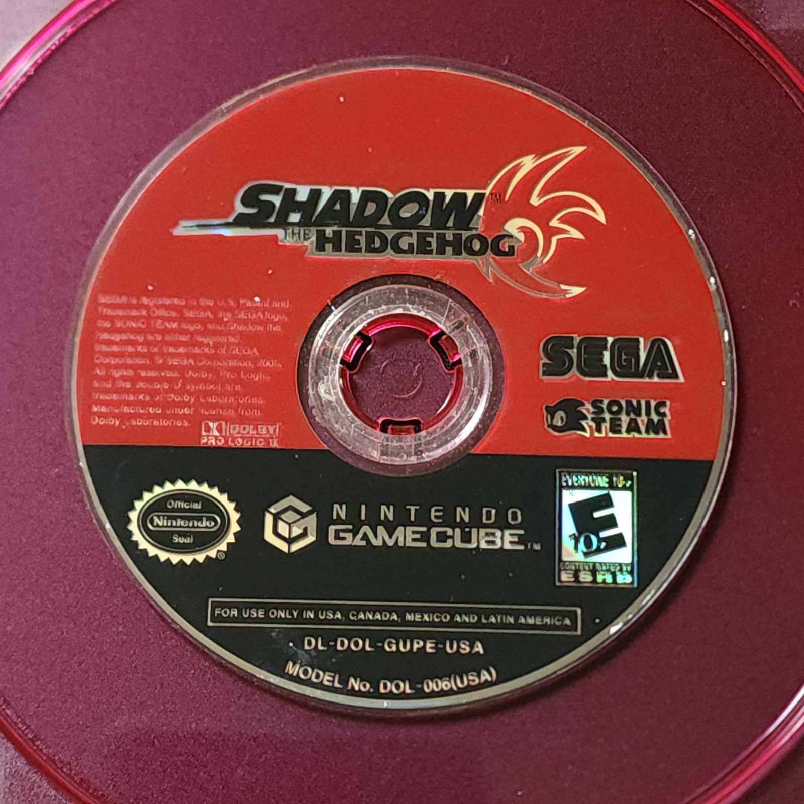NINTENDO GAME CUBE Shadow the Hedgehog *Disc Only* 2005 gamecube TESTED & WORKS!