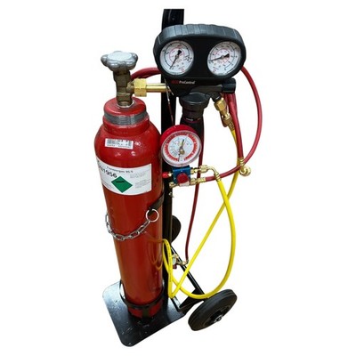 Formiergas Set, Lecksuch-u. Abdrückset für R134a und 1234yf m. Flaschenwagen
