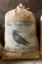 Primitive Farmhouse Black Crow Pantry Bag Shelf Sitter