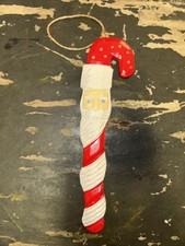 Rustic wood Santa Candy Cane hanging Christmas Holiday ornament 8"