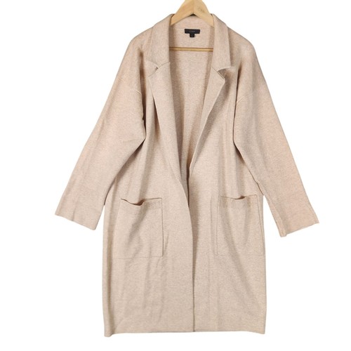 J. Crew Ella Sweater Blazer Women's L Beige Open-Front Longline Wool Knit
