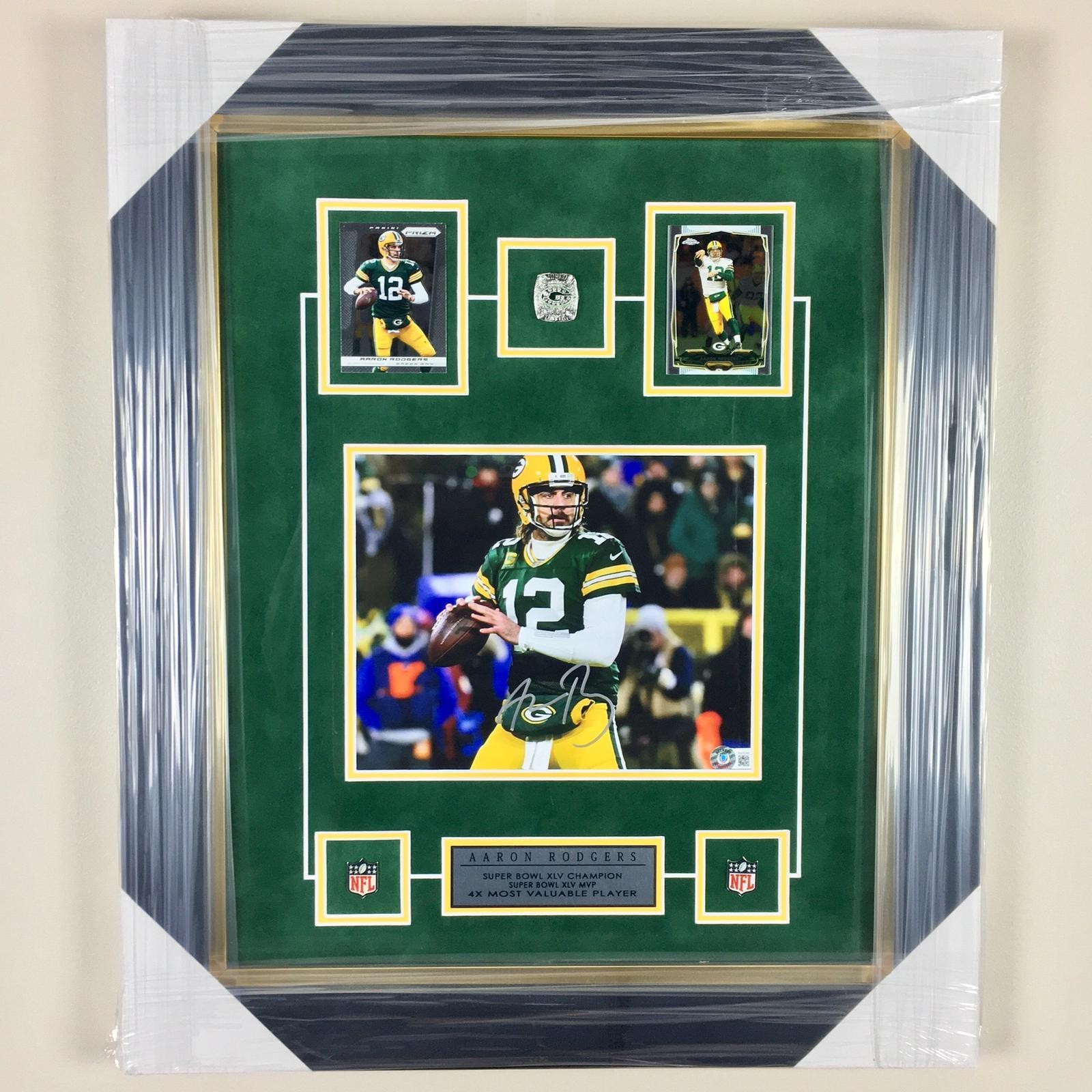Aaron Rodgers Autographed Signed Green Bay Packers Championship Photo Framed Beckett BAS 