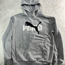 Puma Gray Logo Hoodie Boy's Size L 14/16 