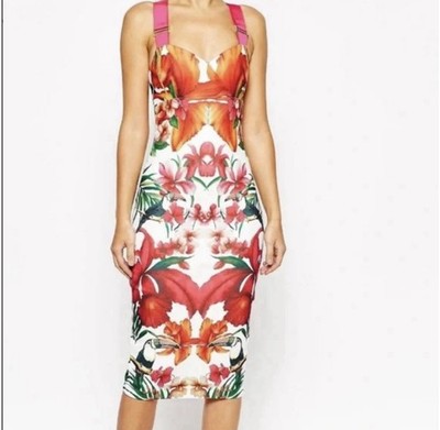 Ted Baker Multicolor Floral Midi Dress (NWOT)
