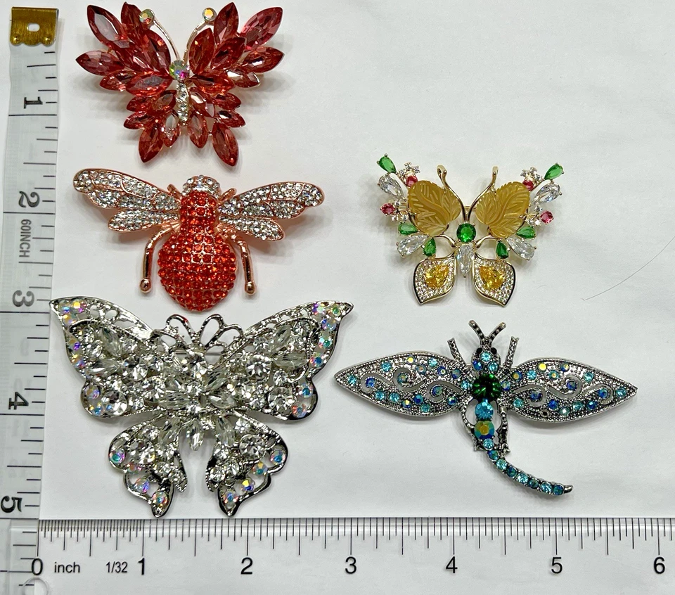 水晶水钻蝴蝶蜜蜂胸针缺陷大量胸针蝴蝶虫 — 第 2/4 张图片