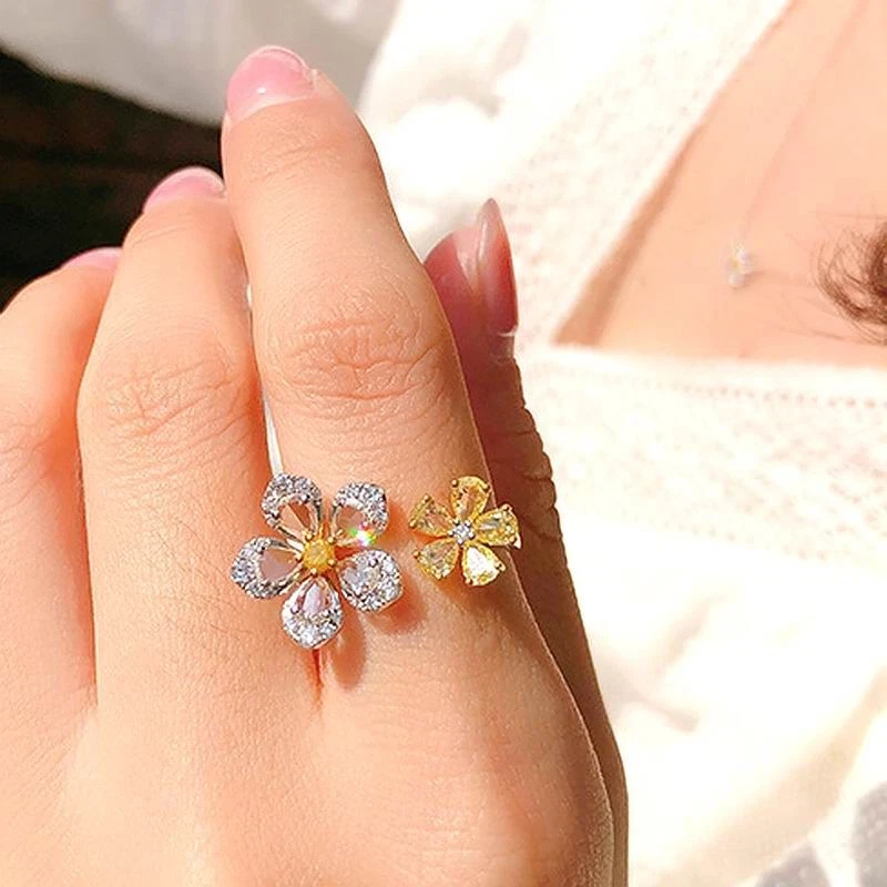 Crystal flower ring deals
