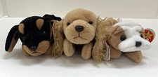 Lot of 3 Ty Beanie Beanie Babies Wrinkles, Doby  Spunky Puppy Dogs