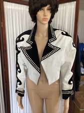 Vintage 80-90's L.a. Roxx Cropped Studded Black/white Moto Jacket Size Medium