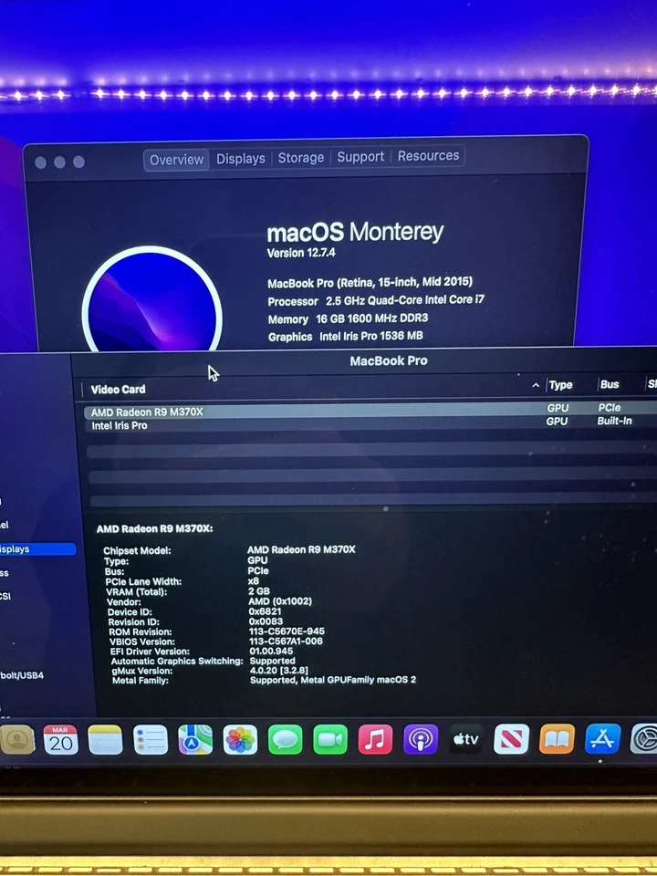 Apple MacBook Pro 15" i7 2015 2,5 GHz 16 GB RAM 512 GB SSD AMD R9 gráficos dobles Foto 3 de 4