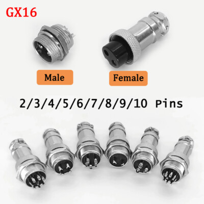 GX16 Aviation Plug Socket Cable Connector Panel Mount 2-10 Pins Male Female M16