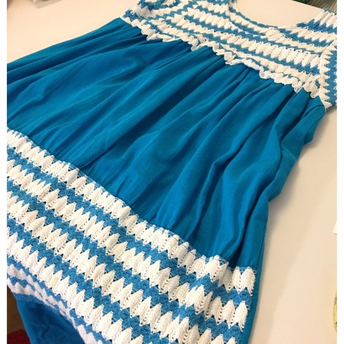 Vintage Mexican Dress Crochet Gauze Boho Festival Peasant Cottagecore Muumuu T10 - Picture 10 of 12