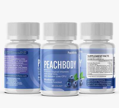Blueberry Flavored Probiotic Suppositories | Aloe Vera | Scent/Flavor Peachbody