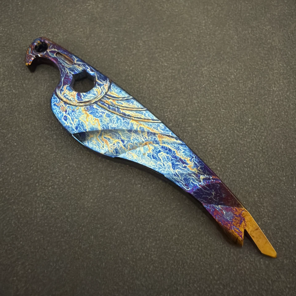 RIHE Design Titanio Pájaro EDC Abridor de Botellas Palanca Barra Exterior Herramienta Portátil Foto 4 de 4