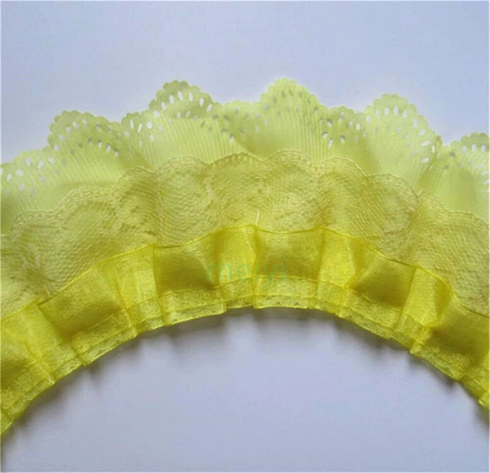 2 1/2 inch wide 3-layer ruffled Lace Trim Gathered select color price per yard - Image 4 of 4