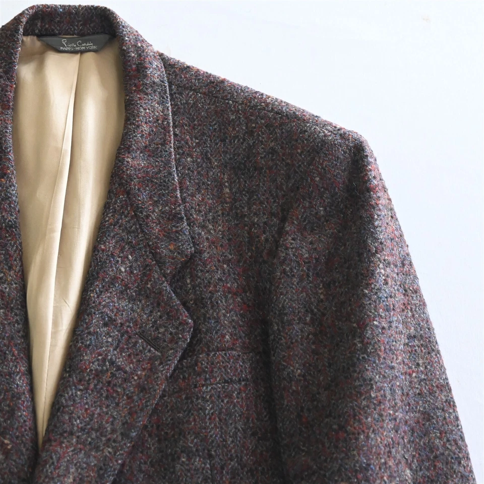 Vtg Pierre Cardin 40L Thick Heavy Tweed USA Made Blazer Sport Coat Jacket - Image 2 of 4