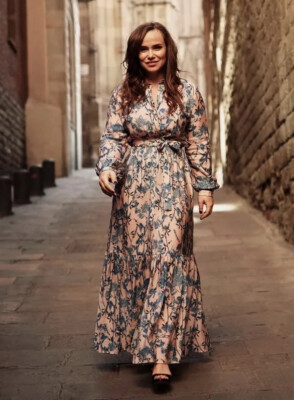 maxi dress nursing friendly Floral Maternity/Nursing Dress in Navy