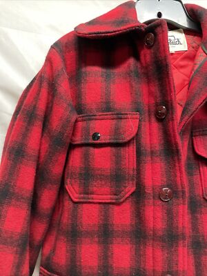 Vintage 1930s Woolrich Red Black Buffalo Plaid Wool Winter Hunting