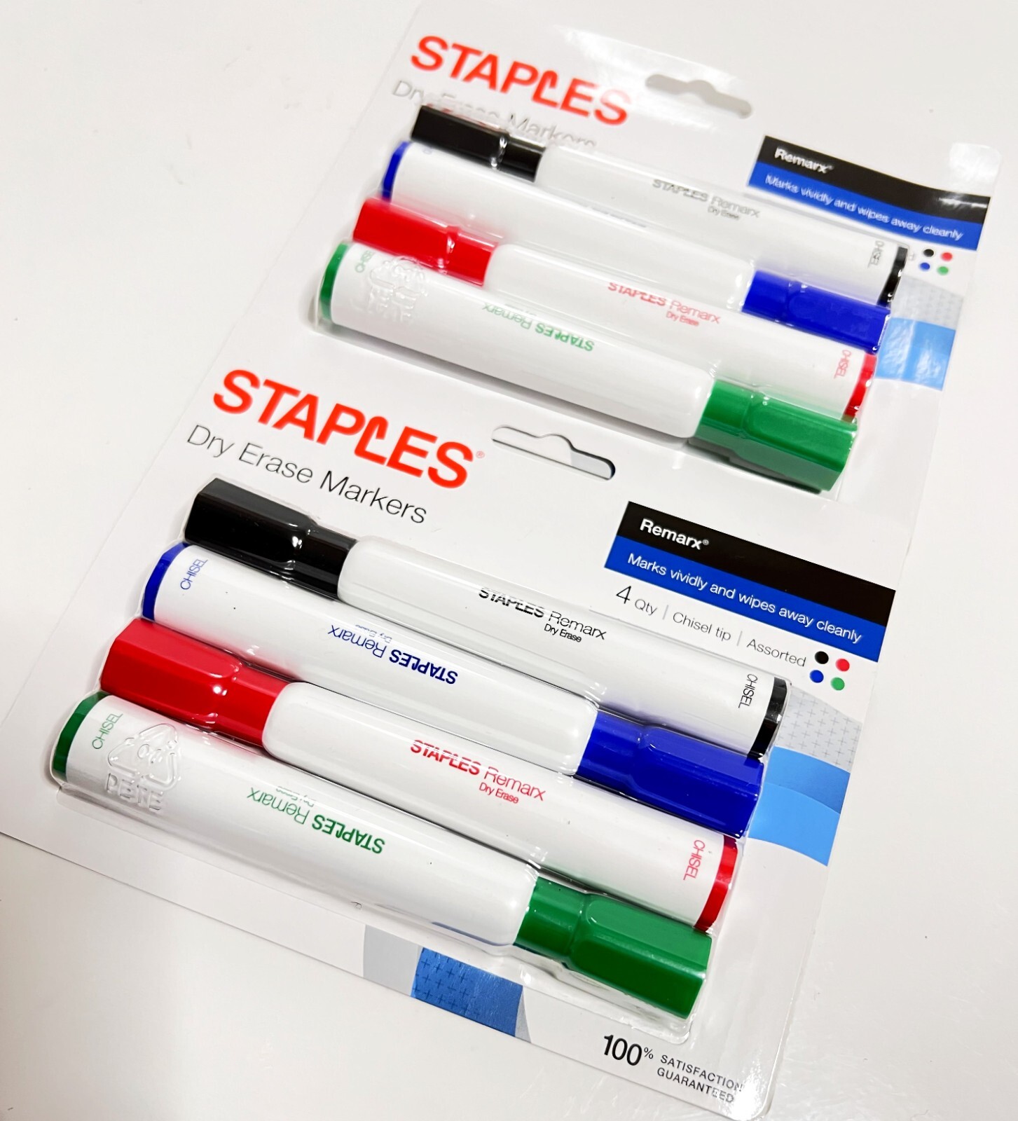 Staples Remarx Dry Erase Markers Chisel Tip 4 Color/Pack Office School