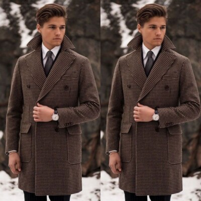 Veste Tweed Laine Houndstooth Marron - Taille Montrante Poitrine 38 - Chasse/Homme