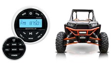 Rockville RGHR2 Gauge Hole Bluetooth Player Wired Remote for ATV/UTV/RZR/Polaris